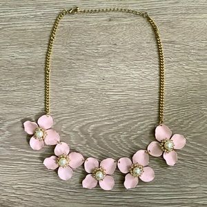 Floral, pearl & CZ statement necklace